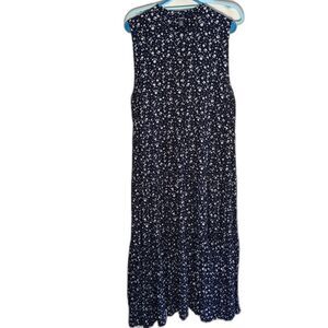 Women's Chaps Floral Tiered Sleeveless Navy Maxi Dress XXL
